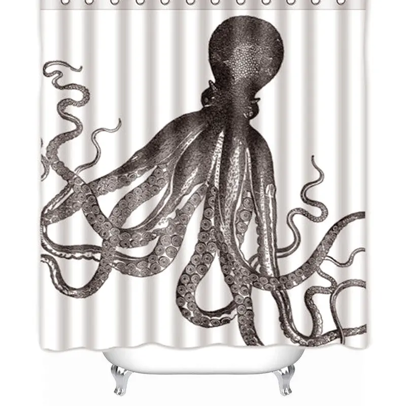 Custom Octopus Steampunk Ocean Shower Curtain Bathroom Decor Fabric 66" X 72" 85304 1