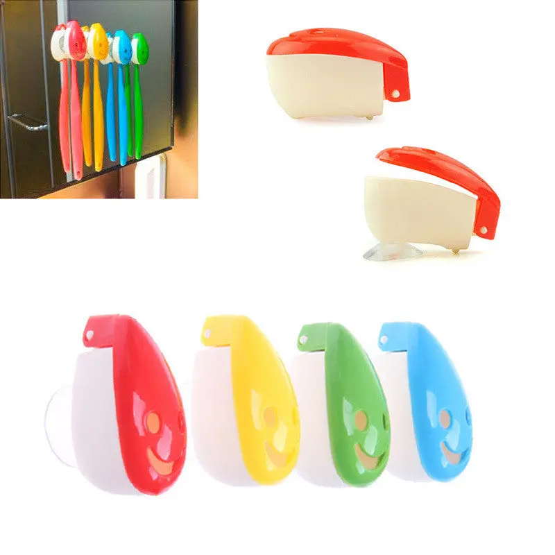 Cute 4Pcs Smile Face Antibacterial Toothbrush Suction Cup Holder Case Wall 71531 1
