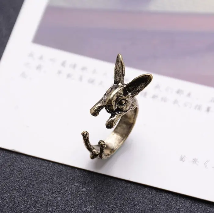 Cute Animal Bunny Rabbit Rings Adjustable Animal Rings Girls Ring Ring Dwjz341 2