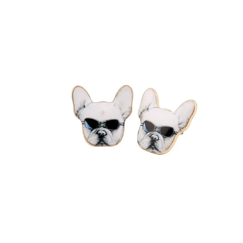 Cute Animal Earrings Cattle Dog Head Stud Earrings Oil Painting Dog Earrings Oed036 4