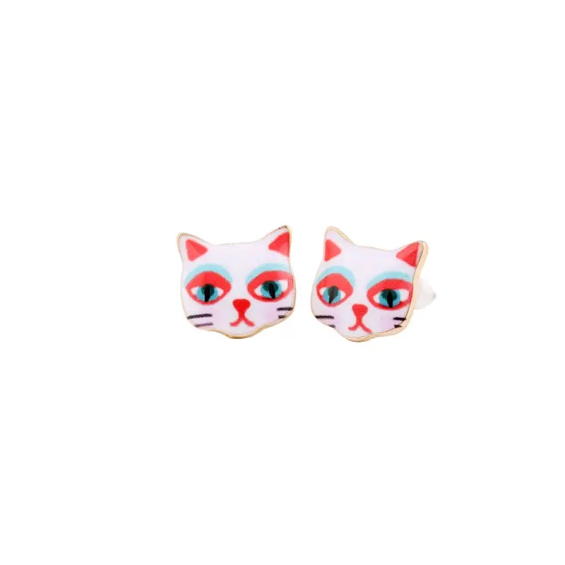 Cute Animal Earrings Garfield Cat Head Stud Earrings Oil Painting Dog Earrings Oed036 2