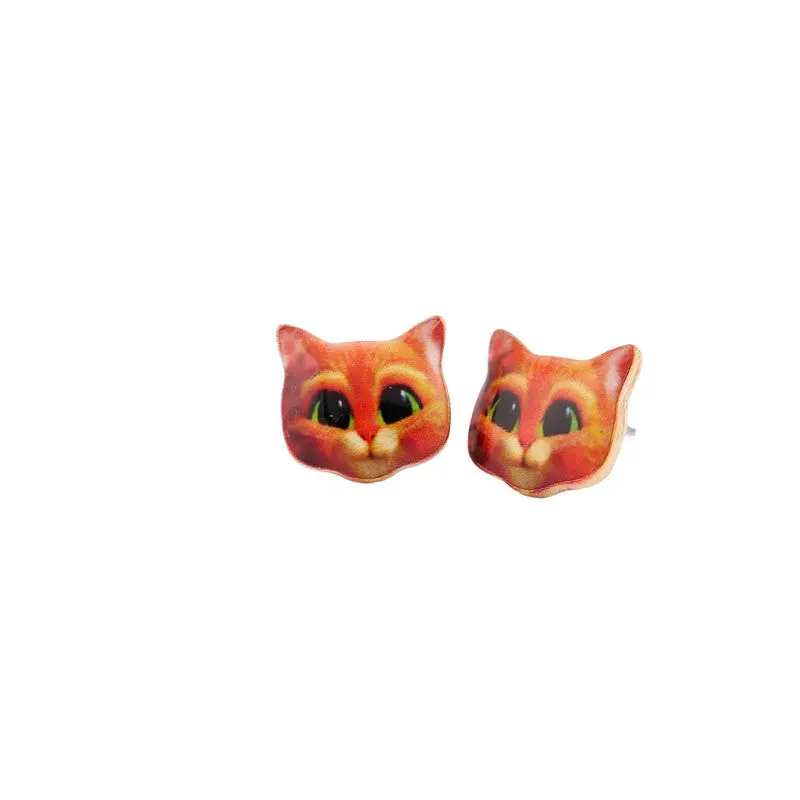 Cute Animal Earrings Garfield Cat Head Stud Earrings Oil Painting Dog Earrings Oed036 3