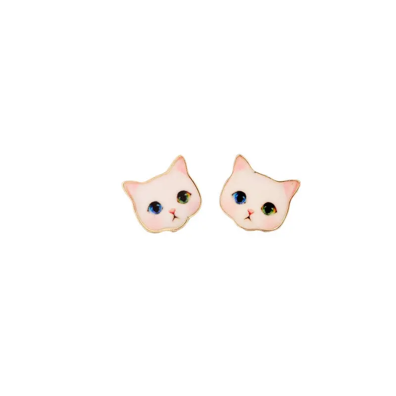 Cute Animal Earrings Garfield Cat Head Stud Earrings Oil Painting Dog Earrings Oed036 4
