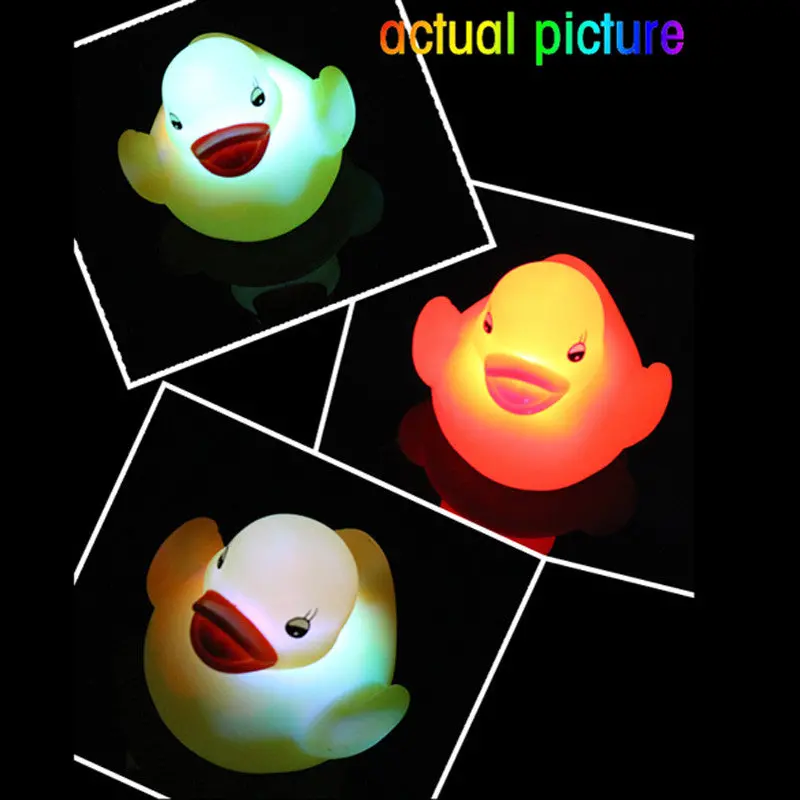 Cute Baby Bath Toy Yellow Duck Flashing Light Toy Auto Color Changing Baby Bathroom Toys Led Lamp Bath Toys For Kids 1