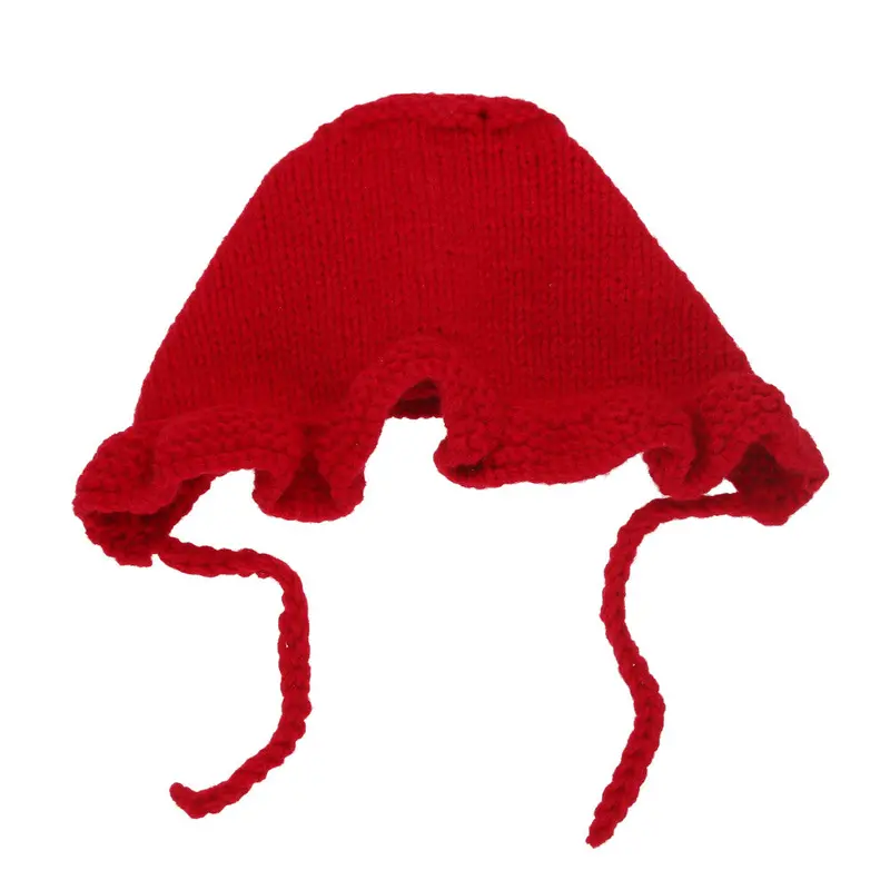 Cute Baby Hat Kids Wool Cap Infant Warm Knitted Falbala Hat Toddler Beanie 1