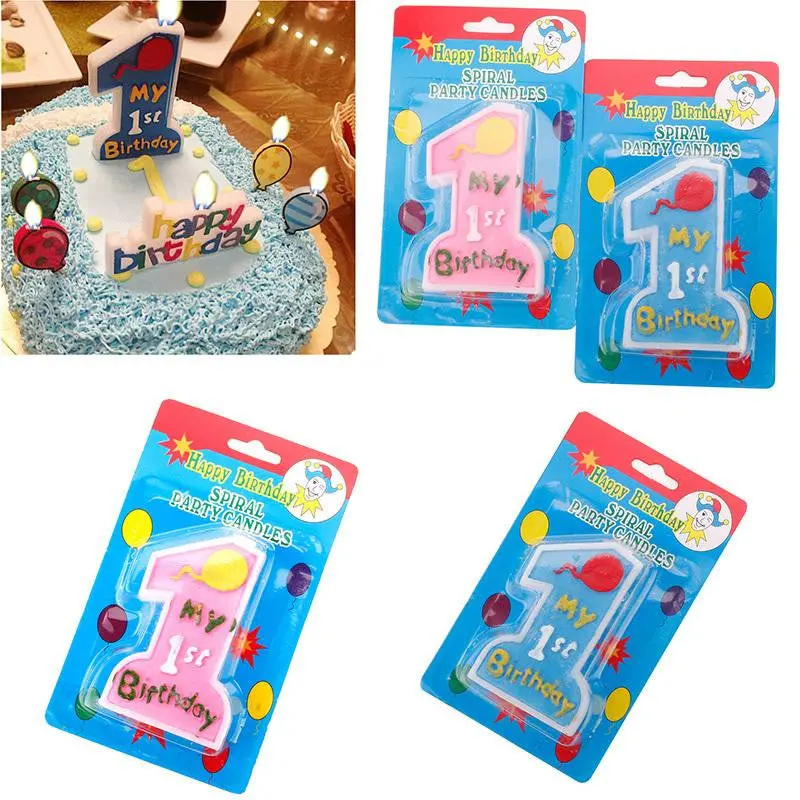 Cute Baby My 1St Birthday Party Balloon Cake Tea Light Candle Pink Blue 73345 1