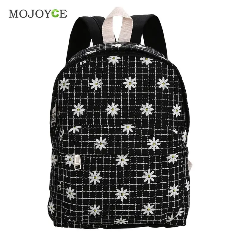 Cute Backpack Women School Bags For Teenagers Mochila Feminina Foral Embroider Canvas Backpack Preppy Style Mochila Bagpack 1
