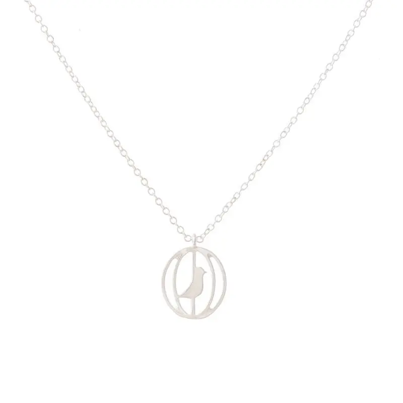Cute Bird In The Cage Necklace Smart Animal Pendants Necklaces 10Pcs-N064 1