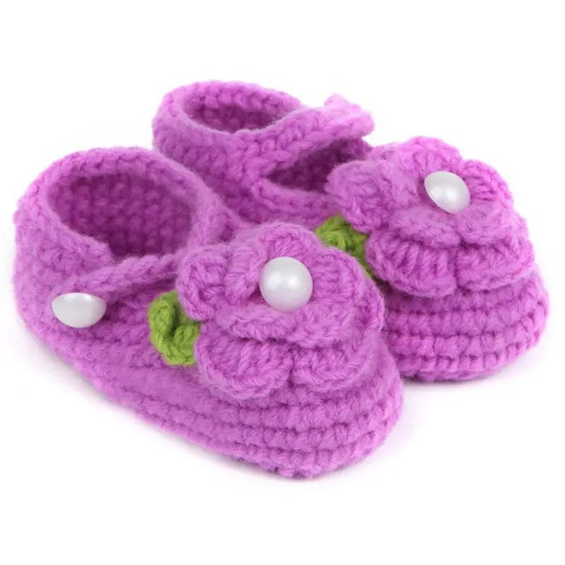 Cute Born Baby Girls Shoes Infant Toddler Princess First Walkers Kid Prewalker St Soled Shoe Flower Knitting Shoes Footwear 1