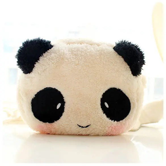 Cute Cartoon Cat Shape Soft Plush Cosmetic Makeup Bag Pouch With Pen Pencil Case Black Pink Clearance Sale 2
