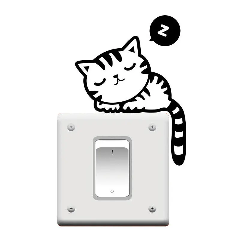 Cute Cat Sleeping Wall Stickers Switch Sticker Living Room Bedroom Wall Decals Wallpaper224915 1