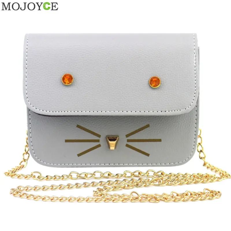 Cute Cat Women Leather Handbag Chain Women Messenger Bag Tote Small Cartoon Animal Cross Body Bags Tote Female Bolsas Feminina 4