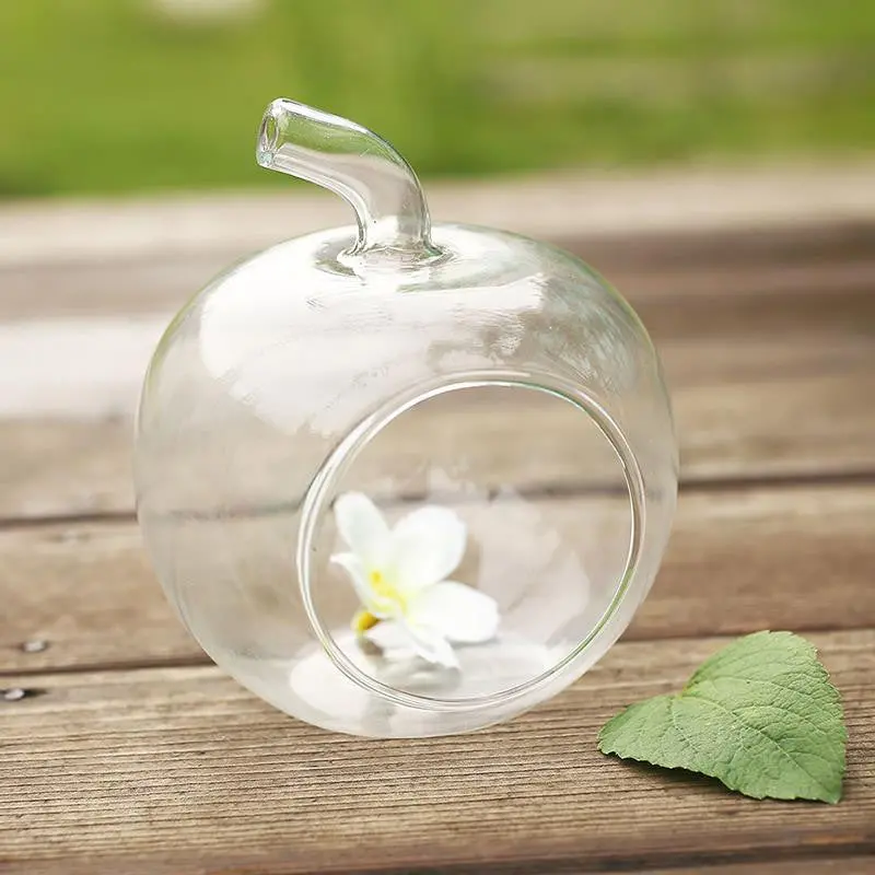 Cute Clear Glass Vase Planter Hydroponic Pot Home Wedding Decor Apple Shape 75147 1