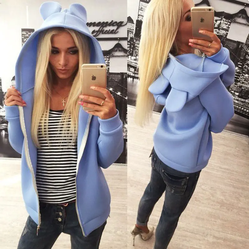 Cute Coats Jackets Women Zipper Hooded Coat For Ladies Women Plus Size Clothing Chaquetas Novelty Jackets 1