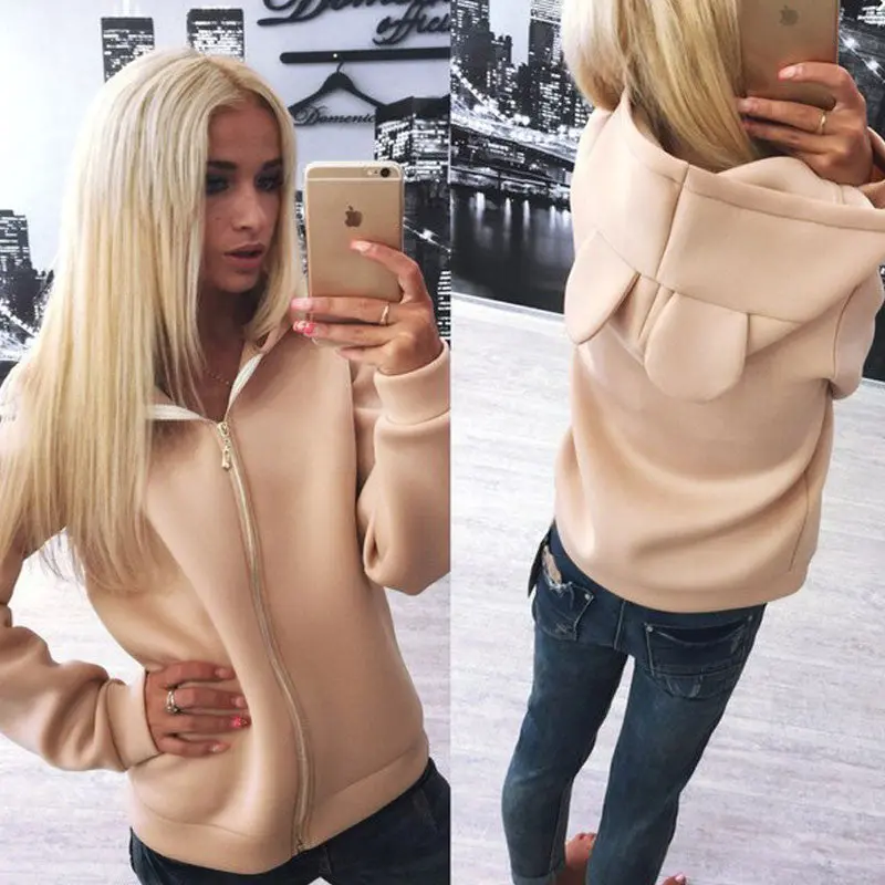 Cute Coats Jackets Women Zipper Hooded Coat For Ladies Women Plus Size Clothing Chaquetas Novelty Jackets 2