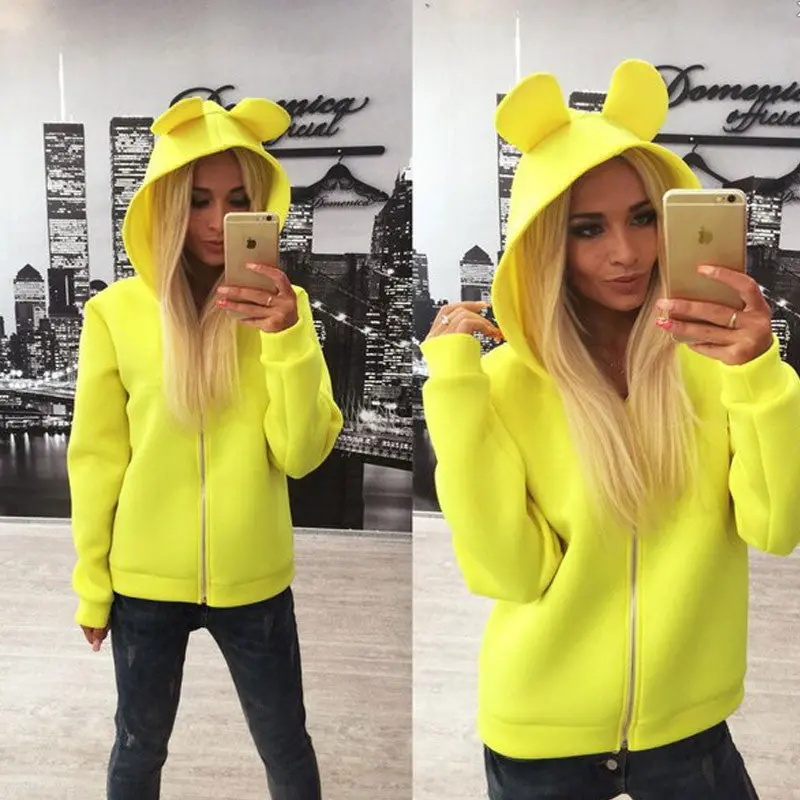 Cute Coats Jackets Women Zipper Hooded Coat For Ladies Women Plus Size Clothing Chaquetas Novelty Jackets 3