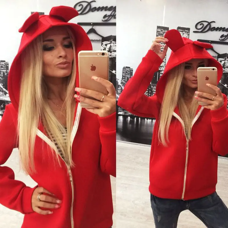 Cute Coats Jackets Women Zipper Hooded Coat For Ladies Women Plus Size Clothing Chaquetas Novelty Jackets 4