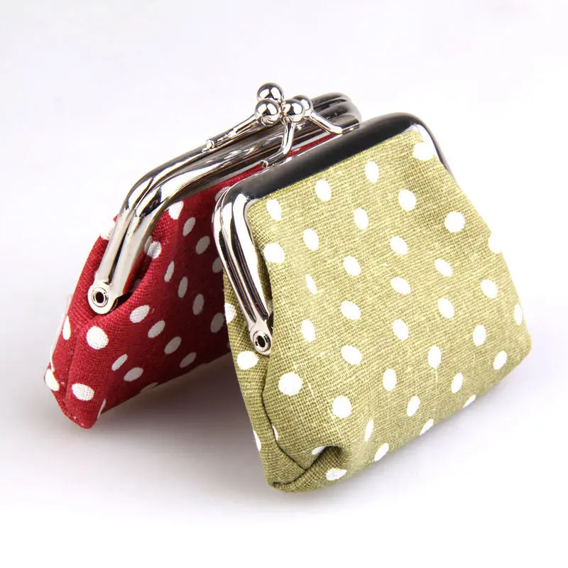 Cute Cotton Multifunctional Girl Mini Purse Dots Pattern Coin Holder Wallets Purse Holder Women Coin Wallet Color At Random 1