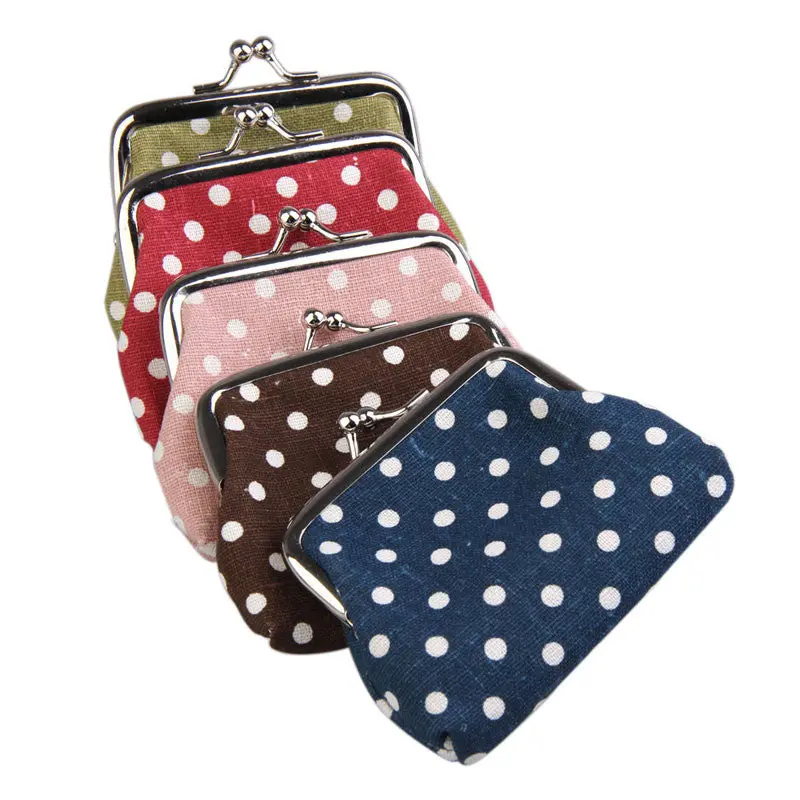 Cute Cotton Multifunctional Girl Mini Purse Dots Pattern Coin Holder Wallets Purse Holder Women Coin Wallet Color At Random 2