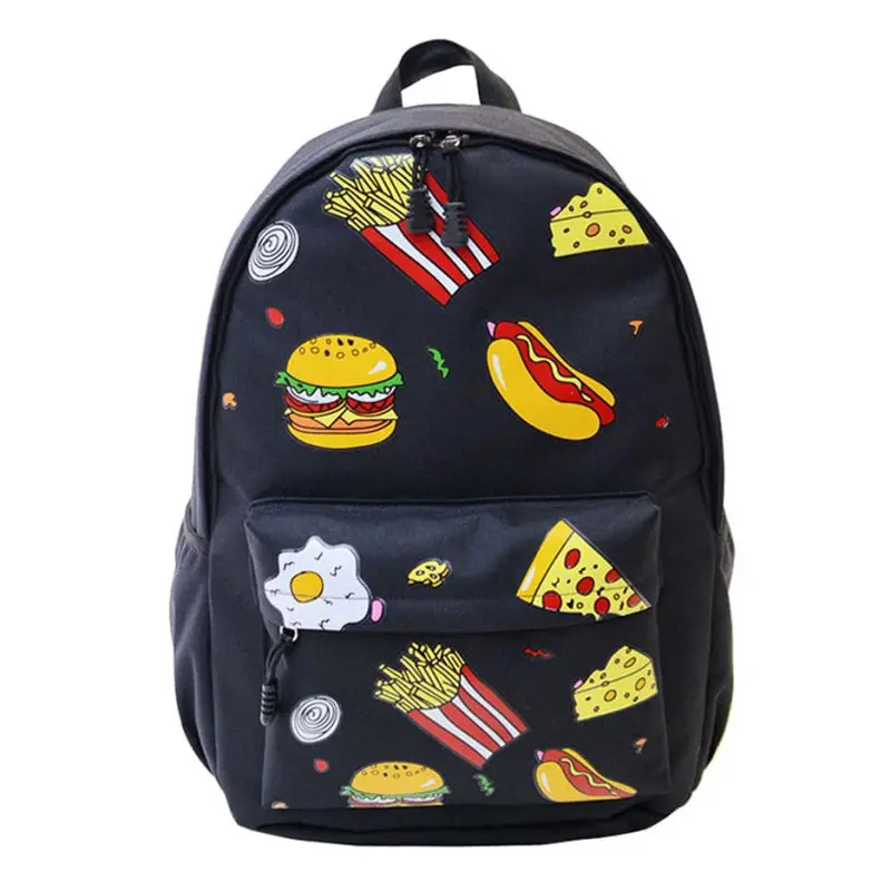 Cute Design Fashion Unisex Double-Shoulder Canvas Hamburger Backpack Schoolbag Mujer Mochila Escolar Feminina Fast 1