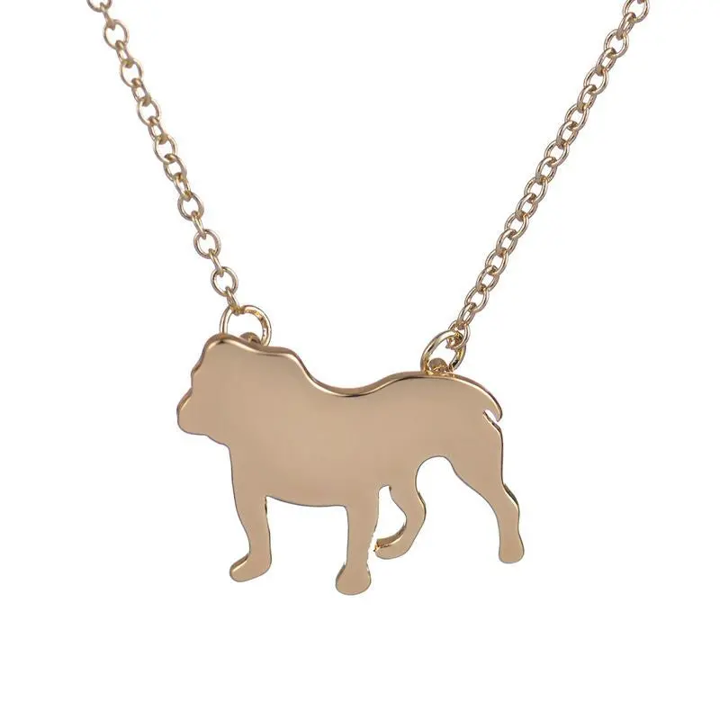 Cute Dog Silhouette Carm Cartoon Dog Pendant Necklace English Bulldog Animal Necklace Gifts 10Pcs-N198 1