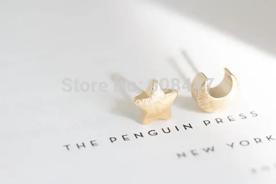 Cute Earrings Jewelry 18K Gold Teens Moon And Star Stud Earrings Silver 1