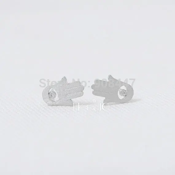 Cute Earrings Jewelry Gold Silver Hamsa Stud Earrings Palm Earrings Gift Party S007 3