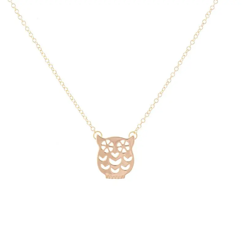 Cute Gold Plated Night Owl Pendant Necklaces Jewelry Personalized Animal Necklaces Birthday Gifts 10Pcs-N072 1