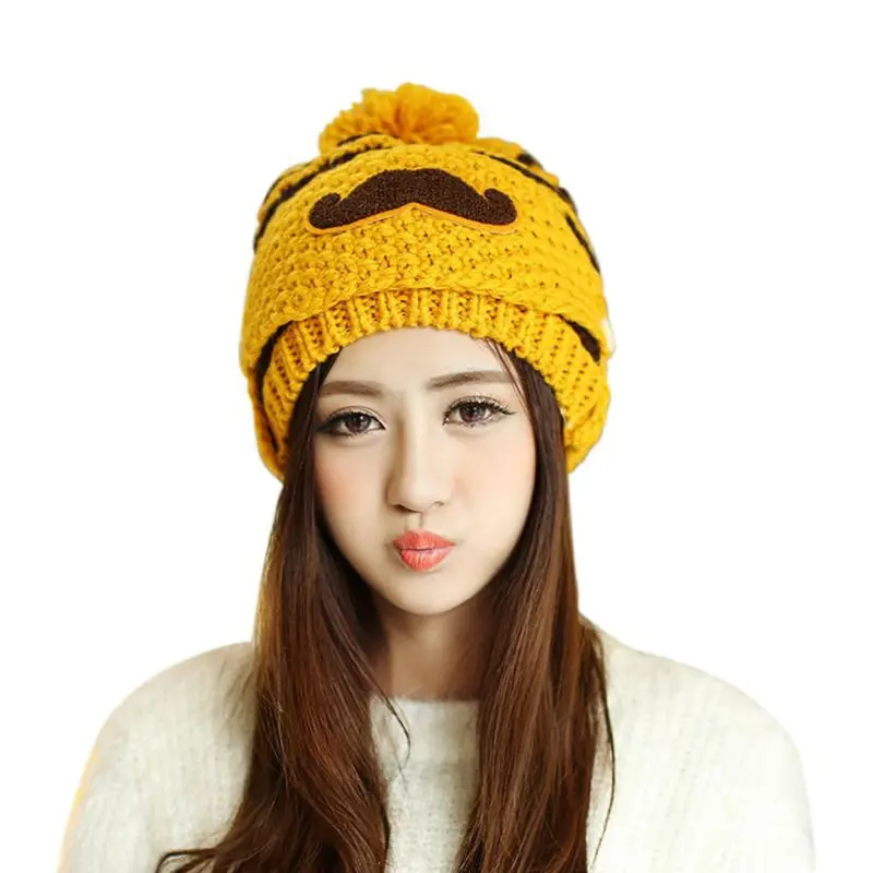 Cute Gorro Invierno Beard Hat For Women Fashion Beanies With Mouth Mask Hat Knit Cap Face Warm Ear Cap 5