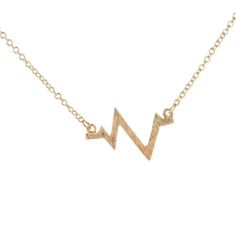 Cute Heart Beat Necklace Geometric Necklace Thunder Necklaces Jewelry 30Pcs-N120 1