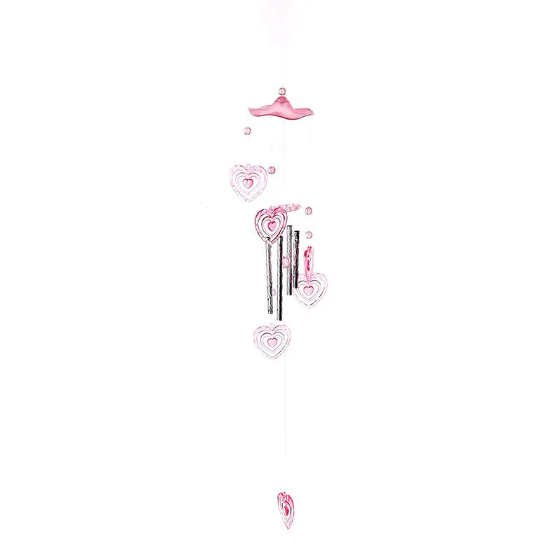 Cute Heart Plastic Crystal 4 Metal Tubes Windchime Wind Chime Home Garden Decor 76472 1