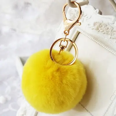 Cute Imitate Rabbit Fur Ball Key Chain With Pearl Pompom Car Keychain Handbag Key Ring Handbag Pendant 11