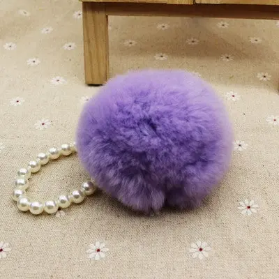 Cute Imitate Rabbit Fur Ball Key Chain With Pearl Pompom Car Keychain Handbag Key Ring Handbag Pendant 5