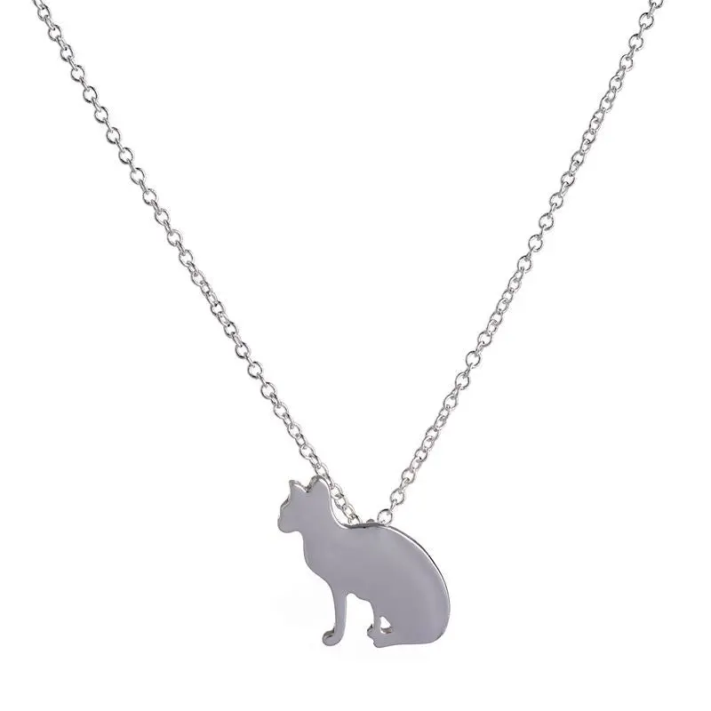 Cute Kitty Animal Long Chain Collier Sphynx Cat Pendant Necklace Necklaces Party Gift 10Pcs-N199 2