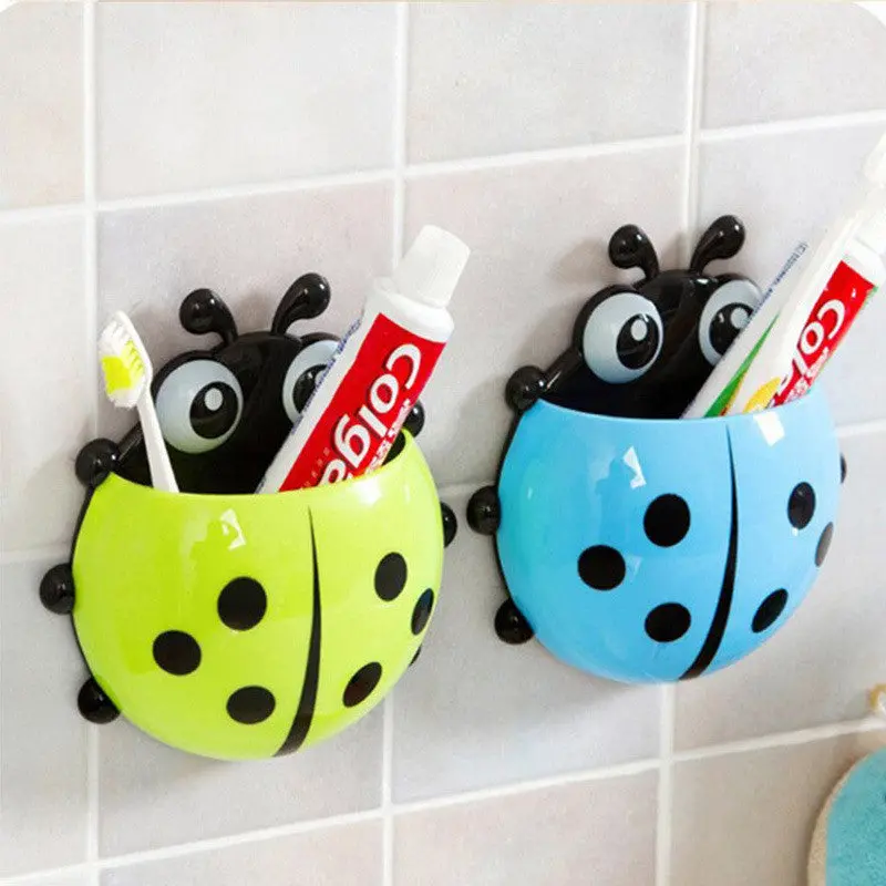 Cute Ladybug Cartoon Sucker Toothbrush Holder Suction Hooks / Household Items / Toothbrush Rack / Bathroom Set 69824 1