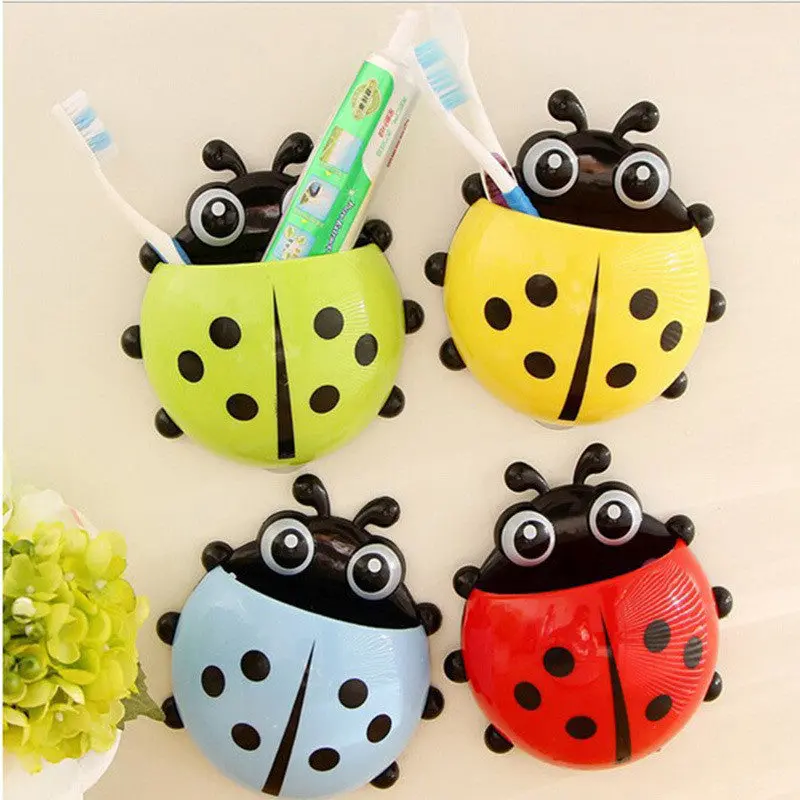Cute Ladybug Cartoon Sucker Toothbrush Holder Suction Hooks / Household Items / Toothbrush Rack / Bathroom Set 69824 2