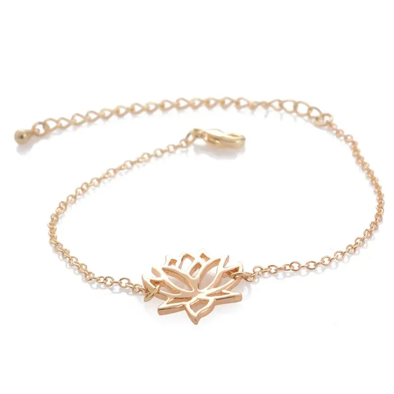 Cute Lotus Flower Bracelet Plant Bracelets Jewelry Frinedship Gifts B027 2