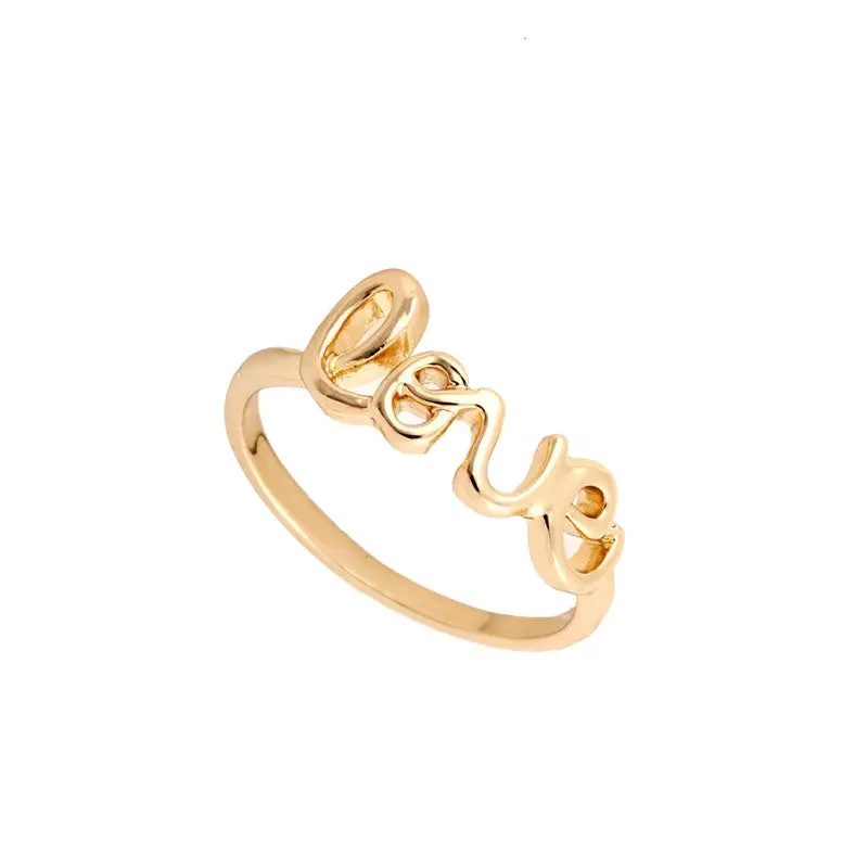 Cute Love Initial Ring Gold Plated Everyday Jewelry Simple Chic Birthday Gift 2