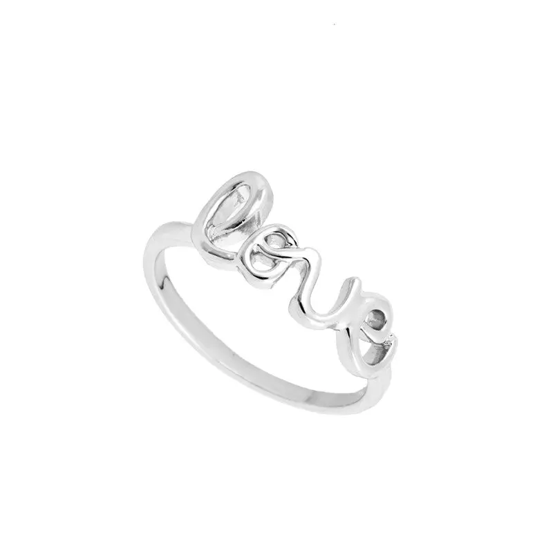 Cute Love Initial Ring Gold Plated Everyday Jewelry Simple Chic Birthday Gift 3