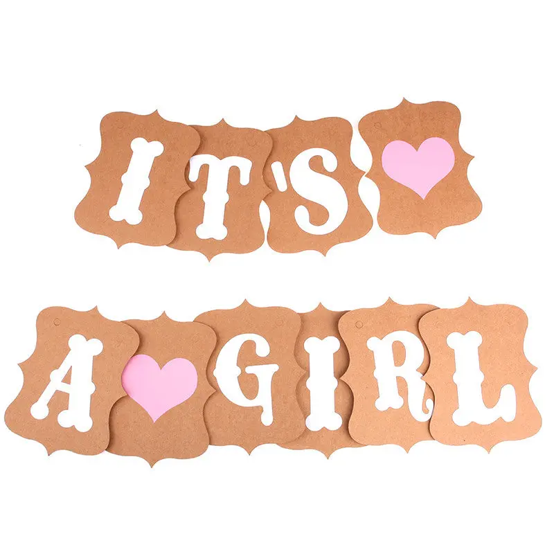 Cute Lovely It's A Girl Vintage Banners Baby Shower Party Banner 71744 1