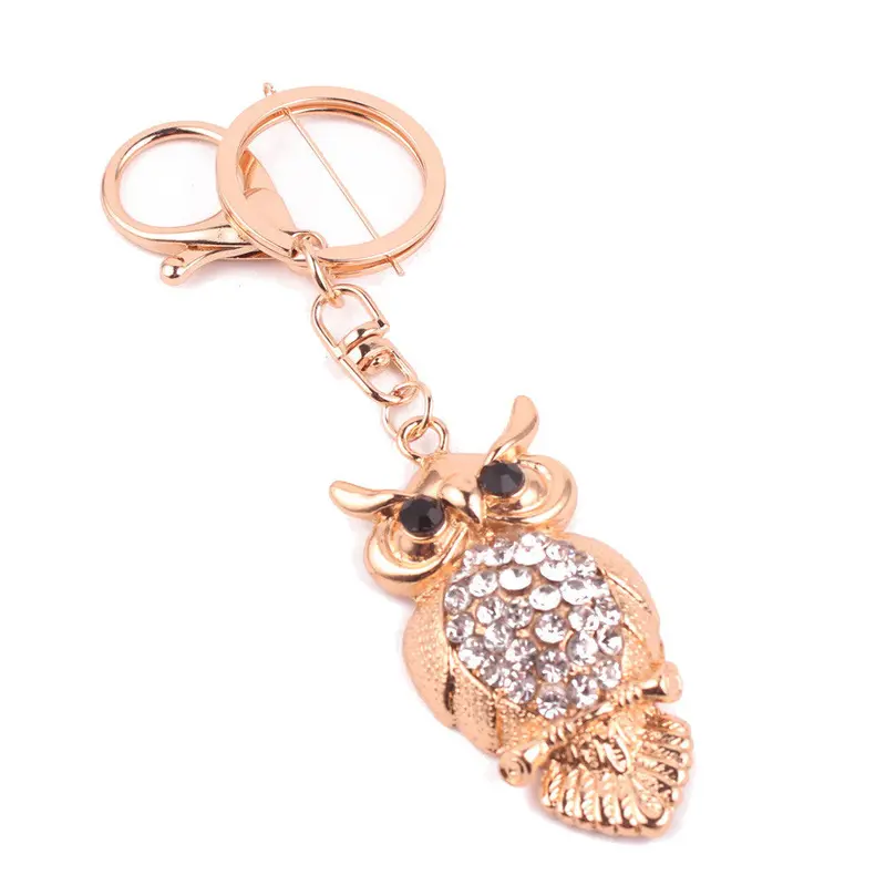 Cute Owl Rhinestone Keychain Bag Plush Key Ring Car Key Pendant Feida 1