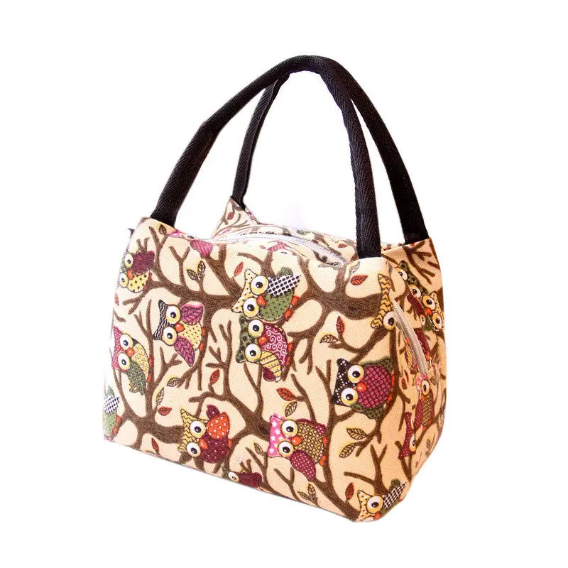 Cute Owl Student Portable Storage Box Carry Thermal Insulated Tote Picnic Lunch Bag Cooler Hbag Picnic Pouch Bag 1