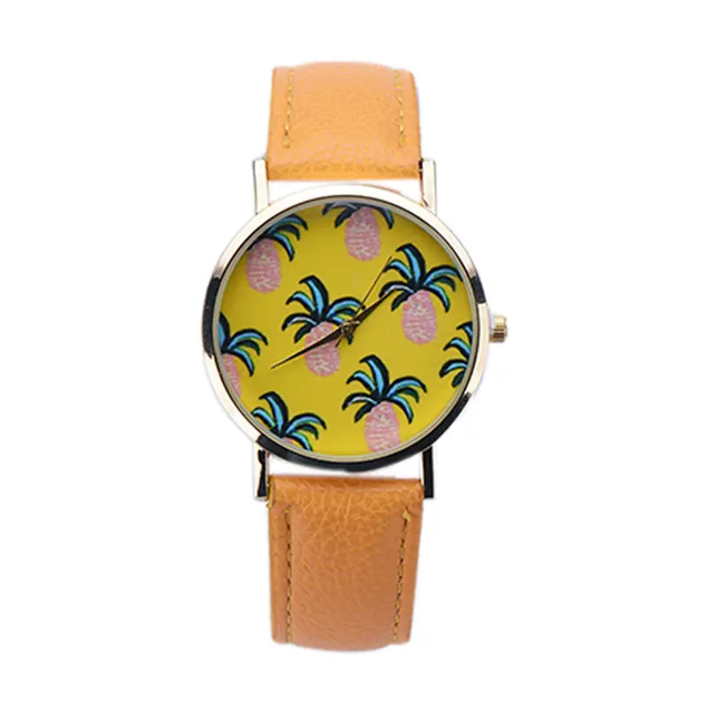 Cute Pineapple Pattern Children Watch Students Casual Montre Leather Band Analog Quartz Wrist Watch Reloj Christmas Gift Hour 1