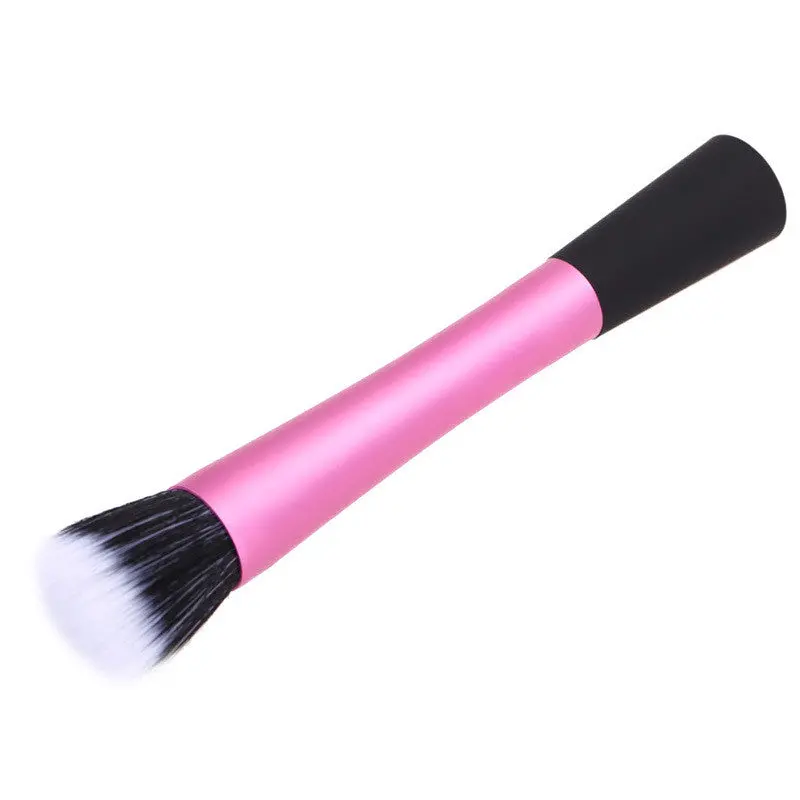 Cute Pink Flat Top Cosmetic Powder Foundation Long Aluminum Tube Brushes Cosmetics Pressional Makeup Brush Hairbrush 1