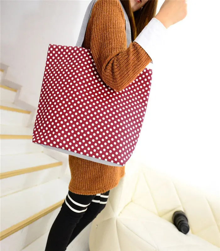 Cute Printing Bag Women Girl Shopping Bags Printing Canvas Shoulder Hbag Bag Casual Clutch Bolsa Feminina Large-Capacity 4