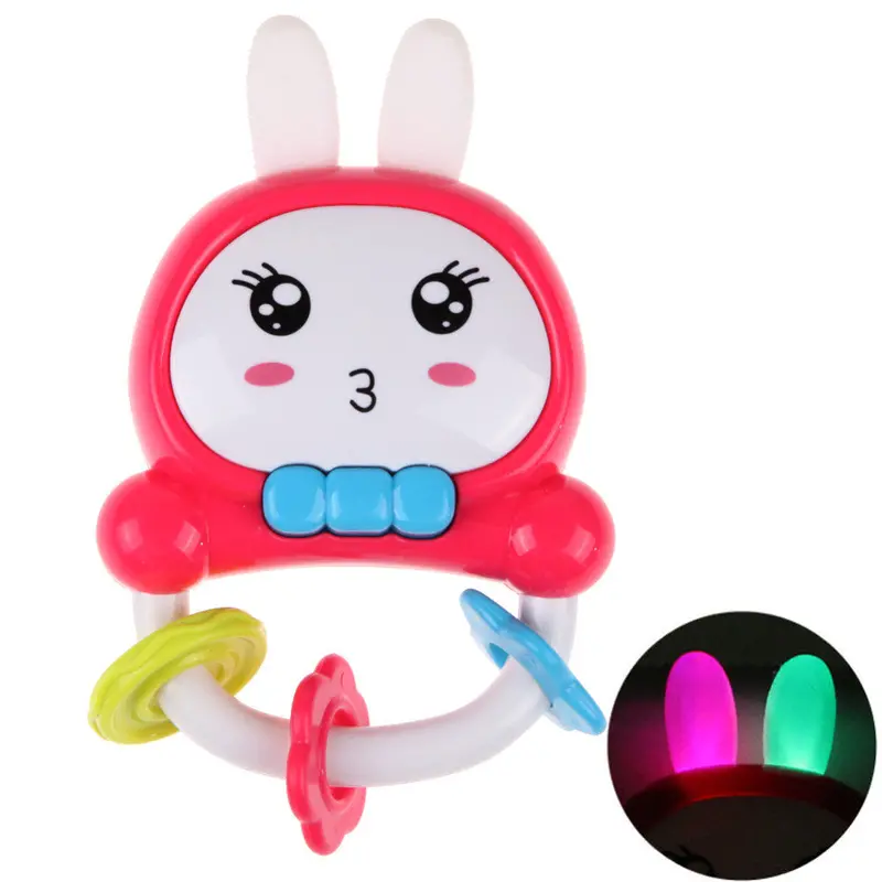 Cute Rabbit Baby Rattles Colorful Lights Rabbit Ears Educational Music Toys Gift For Born Children's Day 1