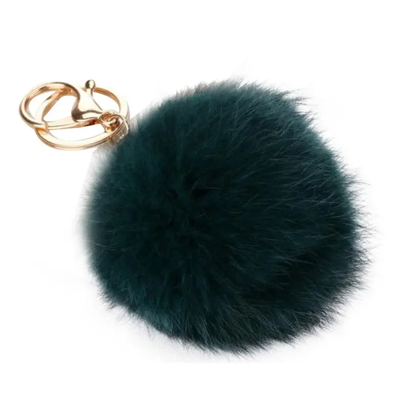 Cute Rabbit Fur Ball Keychain Car Key Ring Bag Pendant Fur Pom Fluffy Key Chains 2