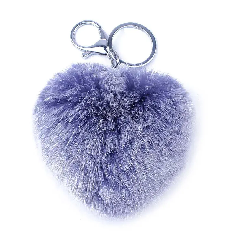 Cute Red Heart Pompom Fur Rabbit Keychain On Bag Handbag Car Key Ring Fur Pom Pom Keychain Women Llaveros Mujer Feida 1