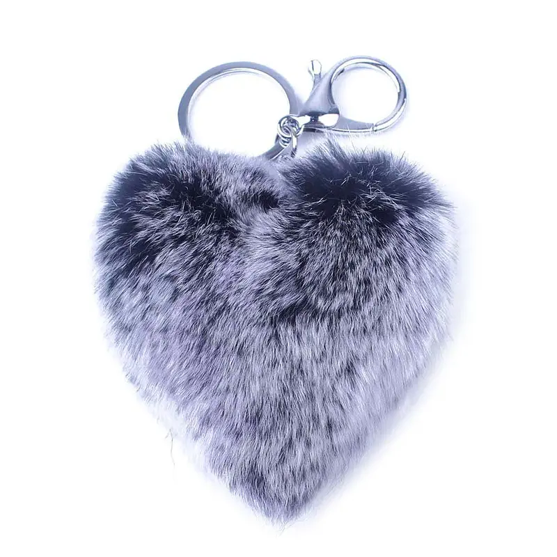 Cute Red Heart Pompom Fur Rabbit Keychain On Bag Handbag Car Key Ring Fur Pom Pom Keychain Women Llaveros Mujer Feida 6