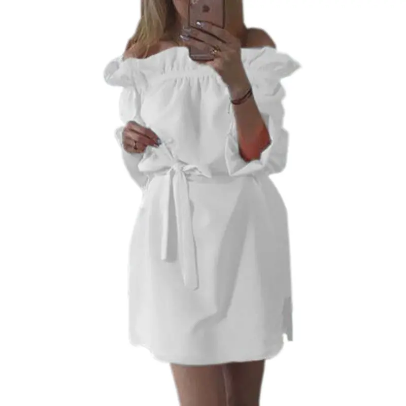 Cute Ruffles Slash Neck Bow Belt Pin Up Dress Women Neon Green Dress Puff Sleeve Short Dress Women Dress Lx125-1 12
